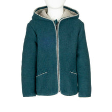 Lade das Bild in den Galerie-Viewer, Kinder Strickjacke aus weicher Merino Lambswool petrol