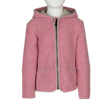 Lade das Bild in den Galerie-Viewer, Kinder Strickjacke aus weicher Merino Lambswool rosa-hellgrau
