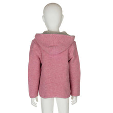 Lade das Bild in den Galerie-Viewer, Kinder Strickjacke aus weicher Merino Lambswool rosa-hellgrau