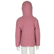Lade das Bild in den Galerie-Viewer, Kinder Strickjacke aus weicher Merino Lambswool rosa-hellgrau