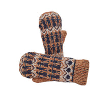 Lade das Bild in den Galerie-Viewer, Orange-blaue Fäustlinge mit Norwegermuster