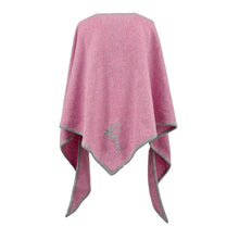 Lade das Bild in den Galerie-Viewer, Rückseite eines Dreieckstuches aus Merinowolle in rosa mit hellgrauer Einfassung
