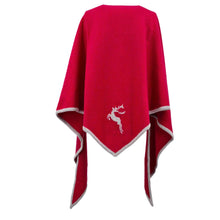 Lade das Bild in den Galerie-Viewer, Rückseite eines Dreieckstuches aus Merinowolle in hellrot mit hellgrauer Einfassung